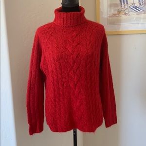 Vintage EXPRESS Red Mohair Cable Knit Sweater Sz L